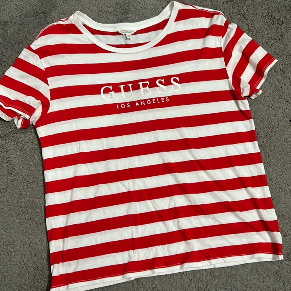 Guess Red and White Stripe Shirt